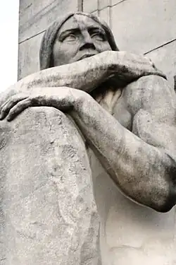 Detail of the American Indian figure.