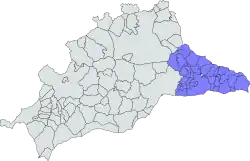 Location of Axarquía in the province of Málaga