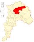 Map of Cabildo commune in the Valparaíso Region