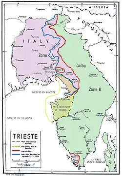 Colour-coded map of Trieste