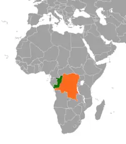 Map indicating locations of Republic of the Congo and Democratic Republic of the Congo