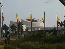 Beninese flags waving outside the Congress Palace of Cotonou (2009)