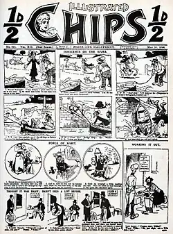 Image 12Cover of Illustrated Chips in 1896 featuring the first appearance of the long-running comic strip of the tramps Weary Willie and Tired Tim. (from British comics)