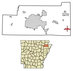 Location of Caraway in Craighead County, Arkansas.