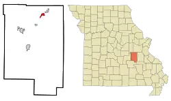 Location of Bourbon, Missouri