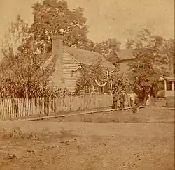 "The Old Tailor Shop, which Ex-Pres. Johnson once occupied as tailor," from a series of stereographic views made 1875 by L.W. Keen