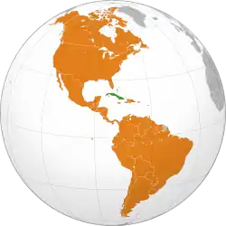 Map indicating locations of Cuba and OAS