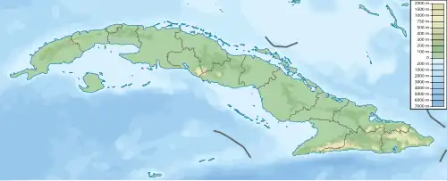 Map showing the location of Ciénaga de Zapata
