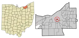 Location in Cuyahoga County and the state of Ohio