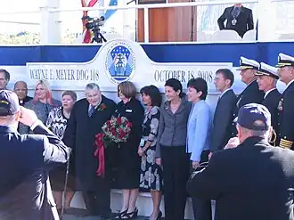 Christening party for Wayne E. Meyer, at Bath Iron Works 18 October 2008