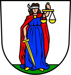 Justitia in arms of Ilshofen in Baden-Württemberg