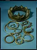 Crown-shaped necklace and bronze rings, Denmark
