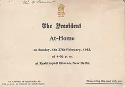 President's invitation card