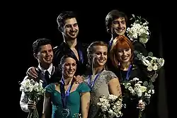 The ice dance medalists at the 2018 Skate America