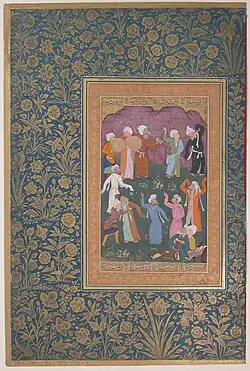 "Dancing Dervishes", Folio from the Shah Jahan Album. Originally by Aqa Mirak, retouched by Abu'l Hasan