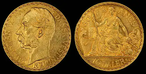 50 Francs, Danish West Indies 1904 10 Daler.