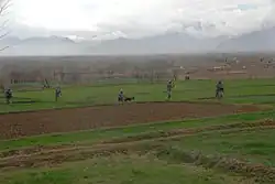U.S. Army soldiers help a provincial mentorship team look for weapons caches near Baraki Barak in the Logar province of Afghanistan in 2009