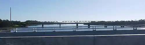 Dennis Bridge from the new Pacific Highway bridge to the west