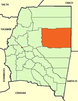 Location of Moreno Department within Santiago del Estero Province