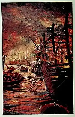 The Avelians set the Tutan Dockyard on fire