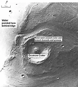 Lunae Palus quadrangle was eroded by large amounts of liquid water.