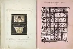 Details of the tomb of Colonel James Skinner C.B. at St. James' Church, Delhi, and Styles and titles in Persian of Metcalfe as Agent of Governor-General of India(right page)