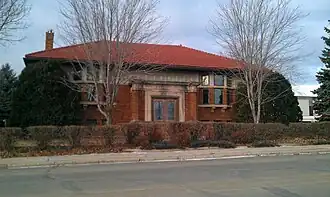 1913 Prairie School Carnegie library designed by Claude and Starck in Detroit Lakes.