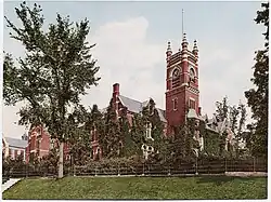 College Hall at Smith college, sepia image