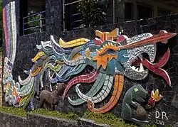 3D mural of Quetzalcóatl in the Exekatlkalli (Casa de los Vientos) in Acapulco, Guerrero, 1957