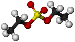 Space filling molecular structure of diethyl sulfate.