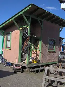Adobe structure in Dignity Village - April 2007. single-occupancy 10x12-foot structure.
