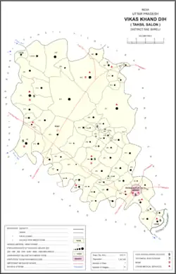 Map showing Gopalpur (#312) in Dih CD block