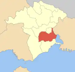 A map of Vistonida municipality in Xanthi