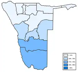 Distribution of Namibian Afrikaans