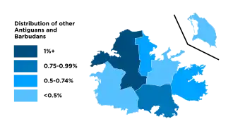 Distribution of other Antiguans and Barbudans, 2011