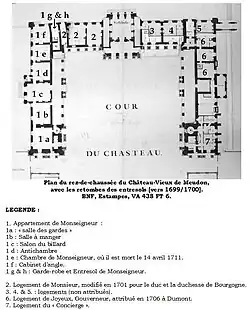 Layout of the ground floor of the Château-Vieux in 1700.