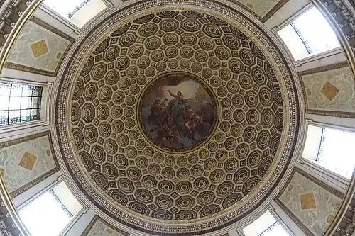 Interior of the dome, with painting of "The Assumption of Christ" by Charles de La Fosse