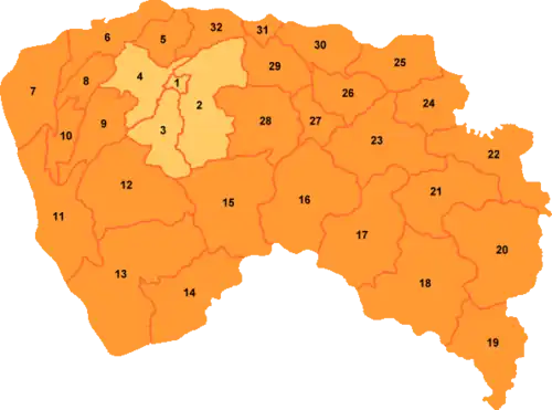 Shijie is labeled '32' on this map of Dongguan