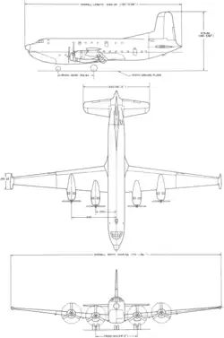 3-view line drawing of the Douglas C-124C Globemaster II