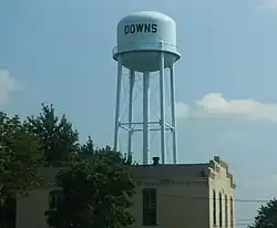 The water tower in Downs.