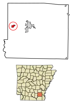 Location of Wilmar in Drew County, Arkansas.