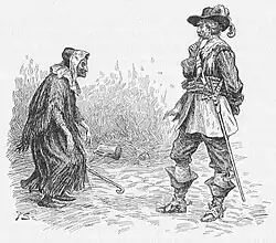 An illustration from "Dronningens Vagtmester" by Carit Etlar in 1890s