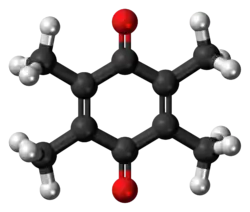 Ball-and-stick model of the duroquinone molecule