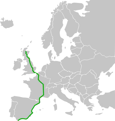 The European route E15 connecting Arras with the United Kingdom and Spain as well as the northern and southern parts of France.