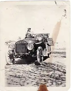 Effie Anderson Smith in her Rambler Touring Car, circa 1907, near her home in Pearce.