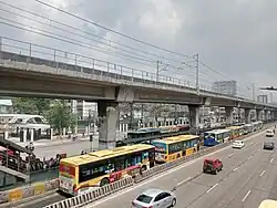 Monumento bus stop, the northern terminus of the EDSA Carousel