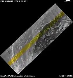 Basal Rupes Tenuis unit exposed north of Abalos Mensa