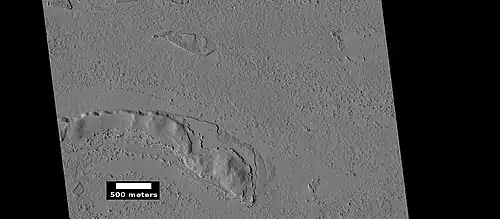 Streamlined shapes and layers, as seen by HiRISE under HiWish program