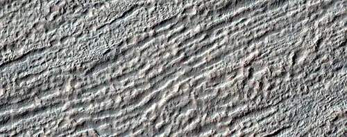 Close, color view of concentric crater fill, as seen by HiRISE under HiWish program Location is the Phaethontis quadrangle.