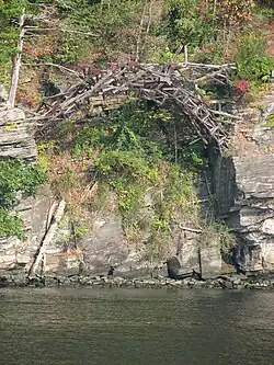 Ruins of wooden arch bridge designed by Gillette.